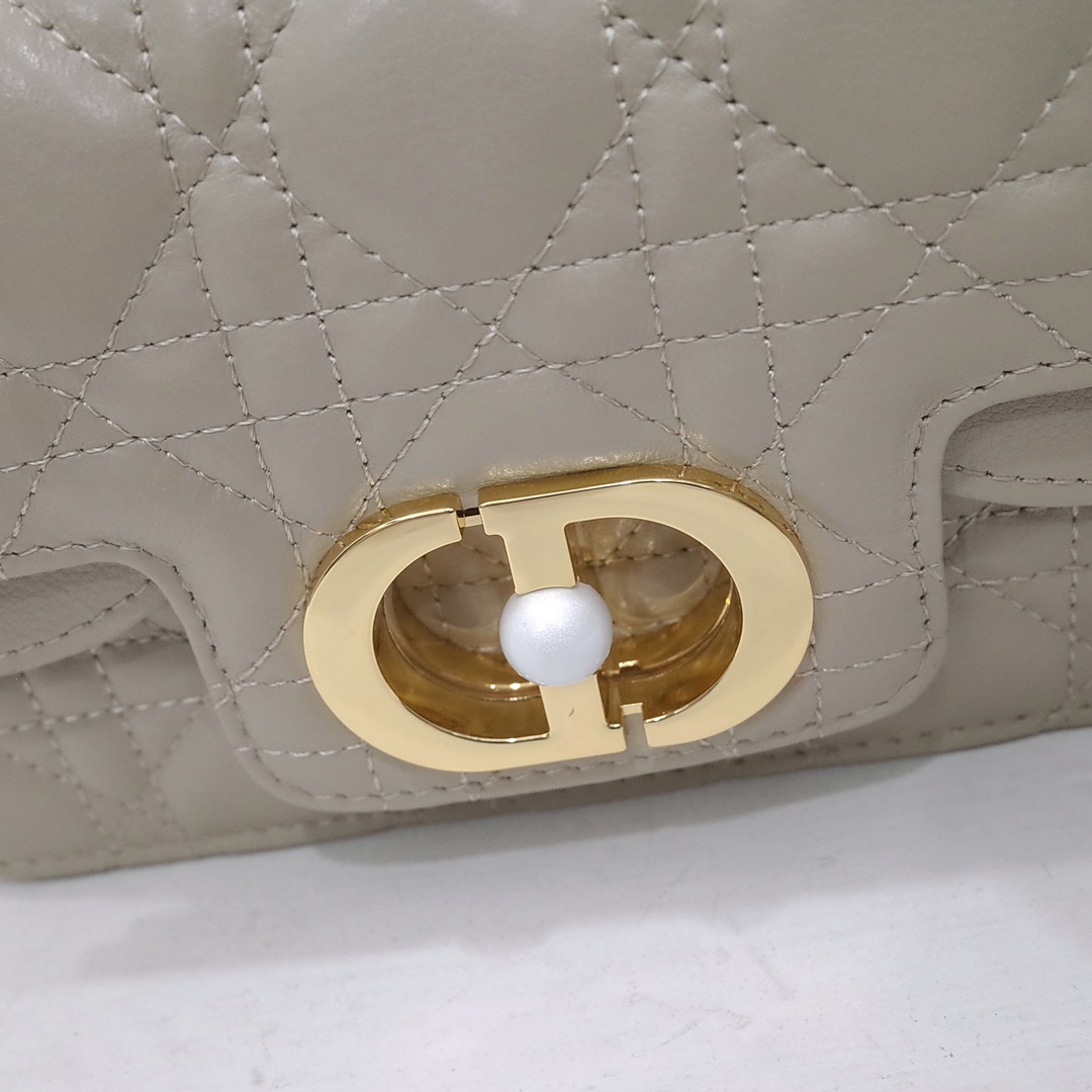 Mini Dior Jolie Top Handle Bag Warm Taupe Cannage Calfskin